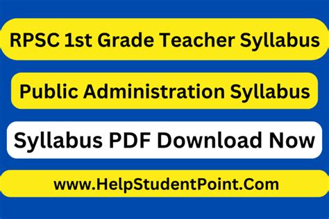 RPSC 1st Grade Teacher Public Administration Syllabus 2024