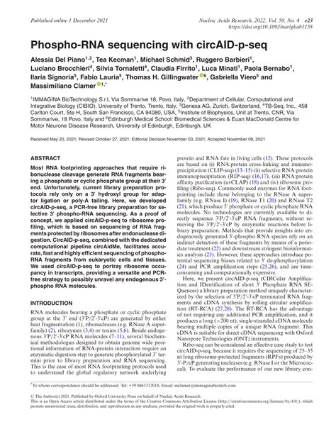 PDF Phospho RNA Sequencing With CircAID P Seq