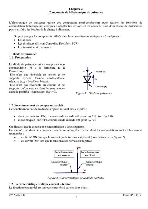 CH 2 composant d EP Electronique numérique Chapitre 2 Composants de