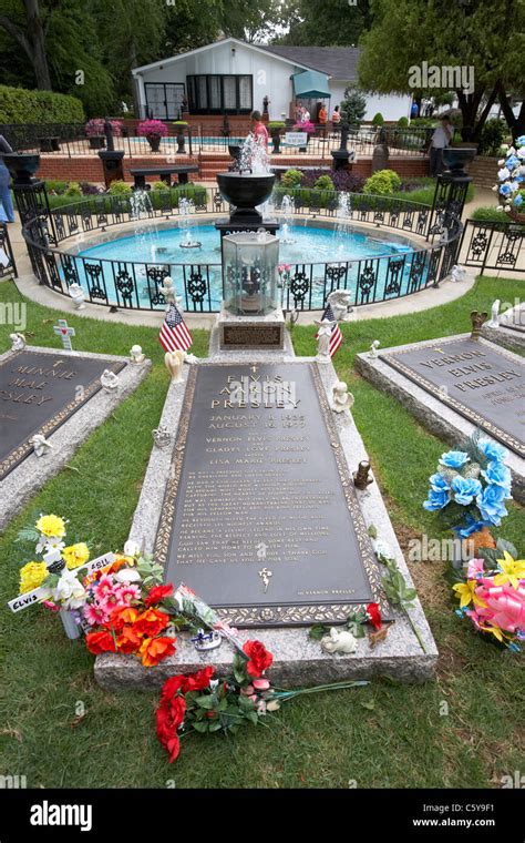 Elvis Presley Grave In The Meditation Garden In Graceland Memphis