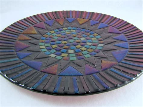 Large Fused Glass Platter Deep Plum Serving Platter