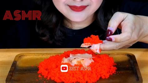 Asmr Eating Tobiko Eggs Flying Fish Roepickled Ginger Mukbang No