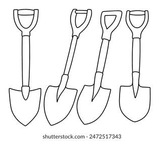 Shovel Doodle Icon Hand Drawing Set Stock Vector (Royalty Free ...