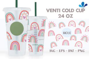 Boho Rainbow Pastel Venti 24 Oz Wrap SVG Graphic By Lookhnam Creative