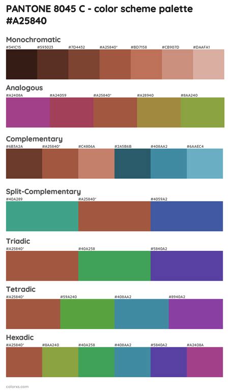 PANTONE 8045 C Color Palettes And Color Scheme Combinations Colorxs