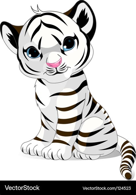 Cute white tiger cub Royalty Free Vector Image