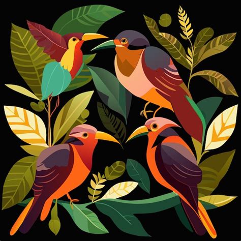 Premium Vector Rainforest Bird Icons Pack