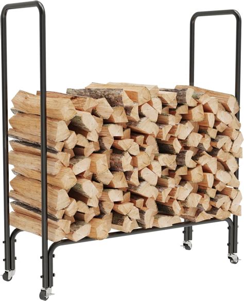 Unho Kaminholzregal Holzlager Metall Rollbar Feuerholzregal Outdoor