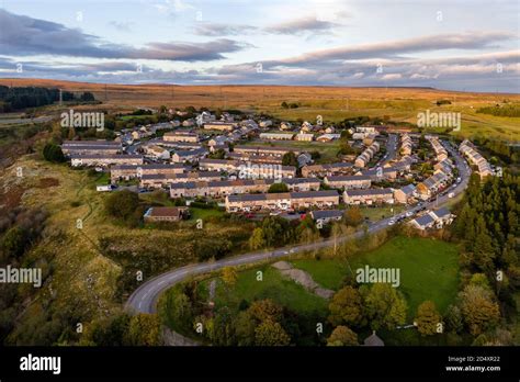 Aerial View Of The Welsh Valleys Town Of Ebbw Vale In Blaenau Gwent