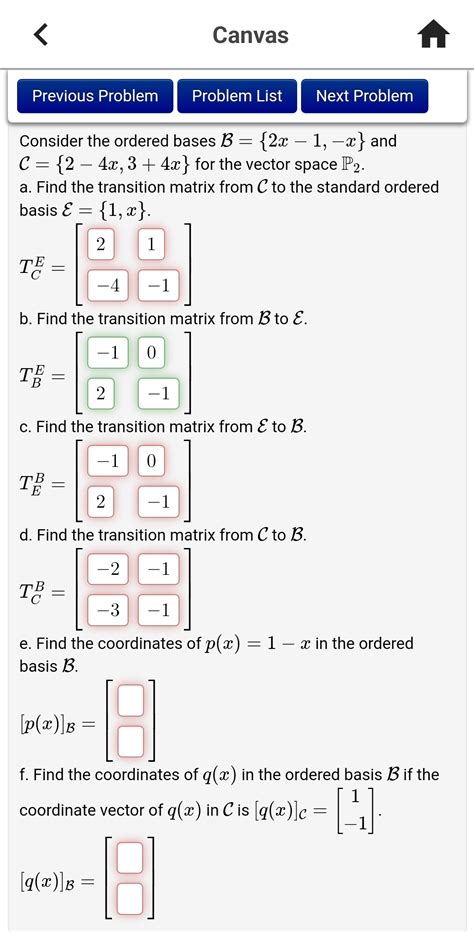 Solved Consider The Ordered Bases B 2x1 X And Chegg