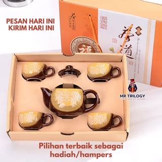 Jual Cangkir Teko Pot Set Keramik Terracota Hampers Gelas Souvenir Mug