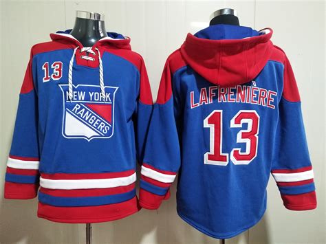 Men S New York Rangers 30 Henrik Lundqvist Blue Ageless Must Have Lace Up Pullover Hoodie On