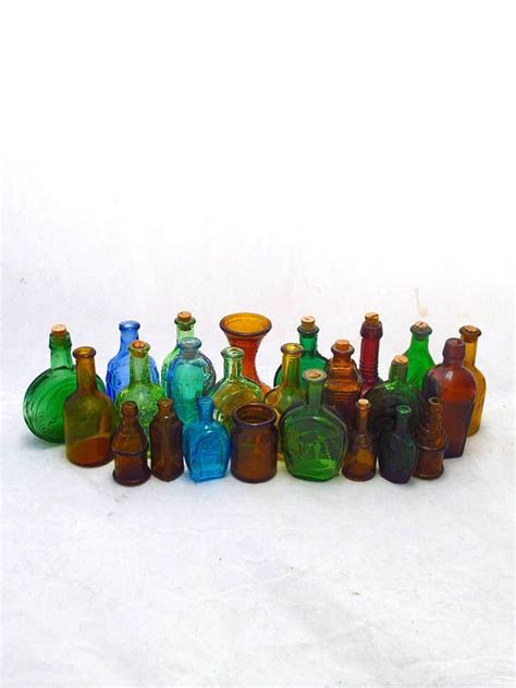 Vintage Colored Glass Bitters Bottles Ca 1970s Blue Glass Etsy Colored Glass Vintage Colors