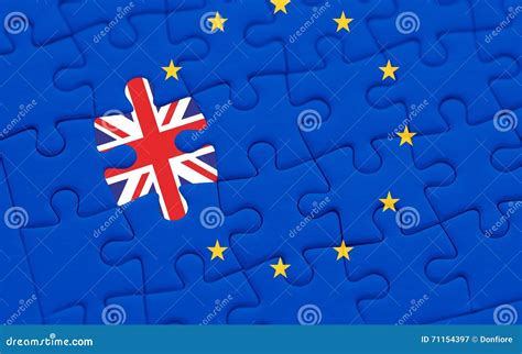 Brexit Blue European Union Eu Flag Puzzle With Puzzle Piece With Great