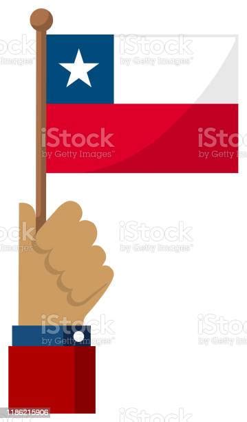 Holding The National Flag In Hand Flat Vector Illustration Chile Stock