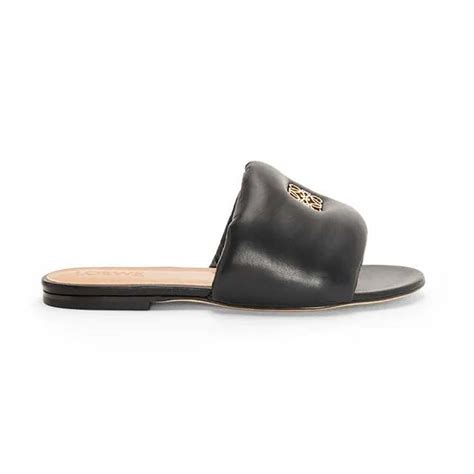 Loewe Women Anagram Padded Slide In Lambskin Black