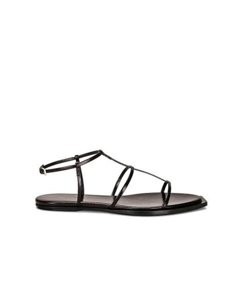 The Row Leather T Bar Flat Sandals In Black Lyst Uk