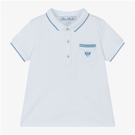 Tartine et Chocolat Boys Pale Blue Cotton Piqué Polo Shirt