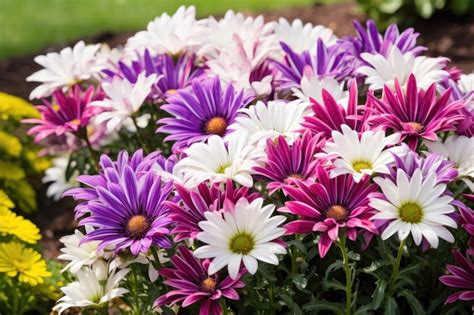 Premium Ai Image Purple And White Flowers With A Yellow Center