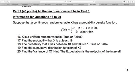 Solved Suppose That A Continuous Random Variable X Has A Chegg