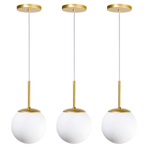 Kit 3 Pendente Jabuticaba Dourado Globo Vidro Led Quente Leroy Merlin