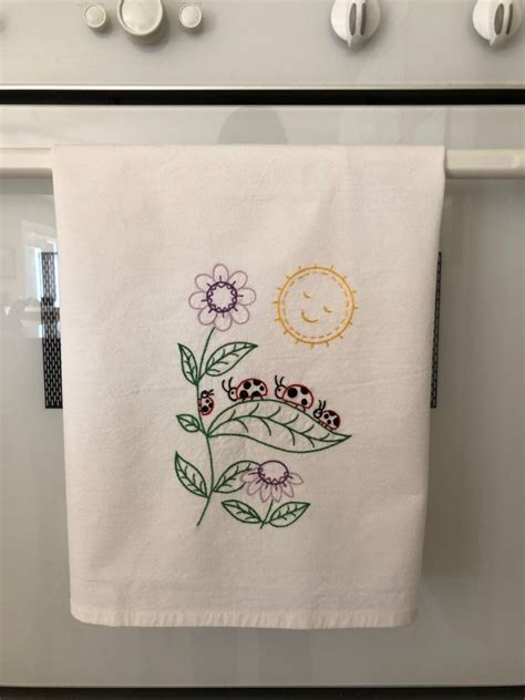 Set Of 7 Hand Embroidered Kitchen Towels With Beautiful Etsy