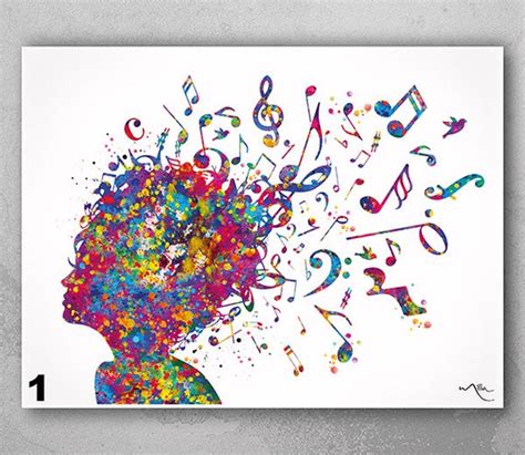 Girl Music Notes Watercolor Print Treble Clef Art Print Art Etsy