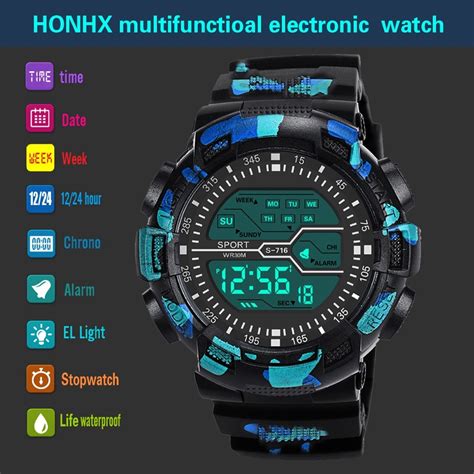 Multifonctionnel Montre De Sport Led Adulte Tanche Gar On Lcd