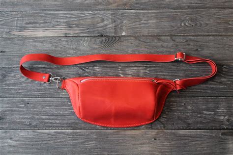 Red Leather Fanny Pack Women Fanny Pack Belt Bag Hip Bag Etsy