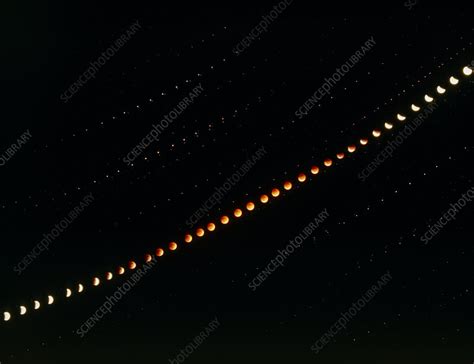 Time-lapse photograph of a partial lunar eclipse - Stock Image - R340 ...