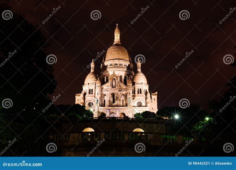 Sacre Coeur Church in Paris Night Stock Image - Image of city, famous ...