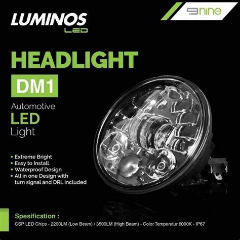 Jual LAMPU LED DEPAN MOTOR LUMINOS 9NINE DAYMAKER CUSTOM HARLEY 5 75