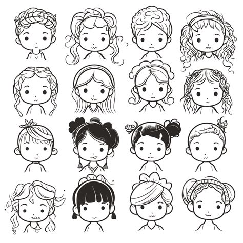 Dibujo De Peinados Para Niños Niñas Dibujar Clip Art Vector Boceto ...