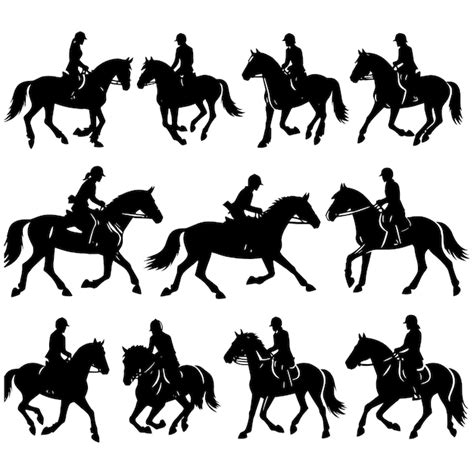 Illustration Vectorielle De Cheval Cheval En Course Avec Des Cavaliers