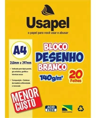 Bloco Desenho Sem Margem Usapel A Folhas Branco Novo Parcelamento