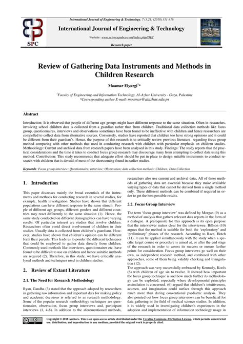 Pdf Review Of Gathering Data Instruments And Methods In Children Research