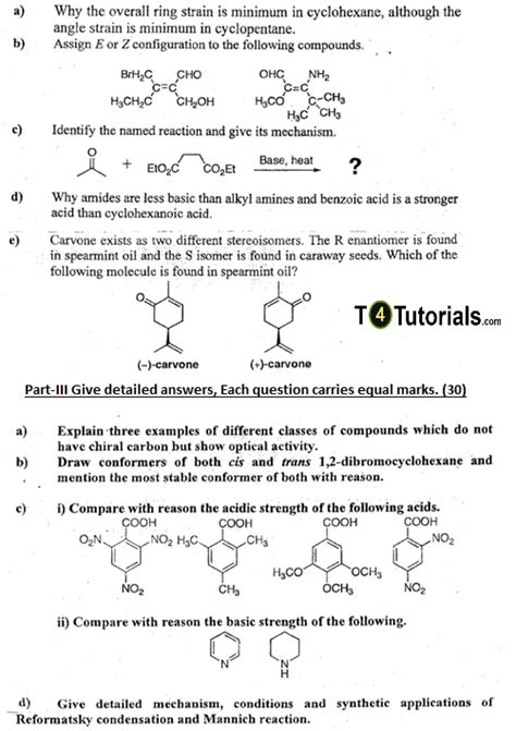 Organic Chemistry Past Papers