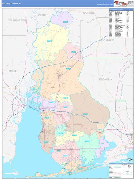 Baldwin County Al Wall Map Color Cast Style By Marketmaps Mapsales