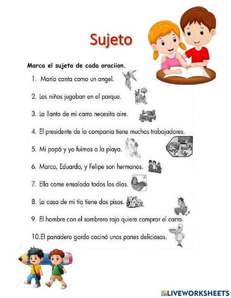 Sujeto Interactive Activity For Primer Grado Live Worksheets