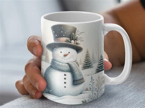 Beautiful Vintage Style Snowman Scene Mug Coffee Mug Winter Season