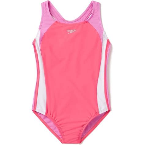 Speedo Girls Swimsuit One Piece Infinity Splice Thick Strap 2023 Coral