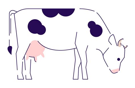 Cow Side View Flat Vector Illustration Livestock Cattle Farming