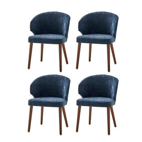 Jayden Creation Nuria Navy Upholstered Dining Chair With Wing Back And