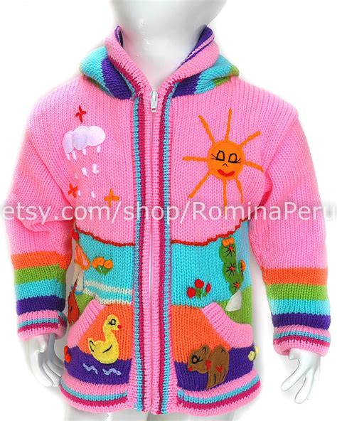 Children's Cardigan Kids Hooded Sweater Knitted Jacket - Etsy