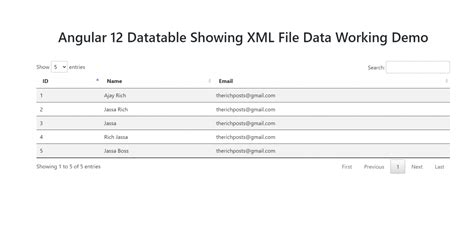 Angular 12 Datatable Showing XML File Data Working Demo Therichpost