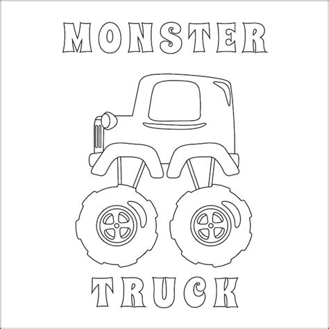 Ilustração em vetor de monster truck livro de colorir estilo