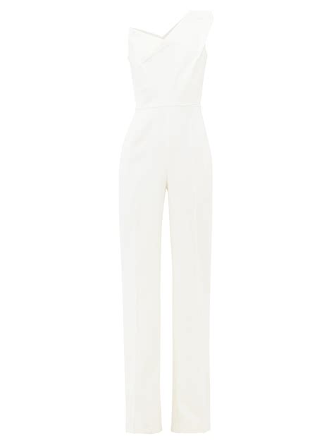 Roland Mouret Platano One Shoulder Jumpsuit In White Lyst