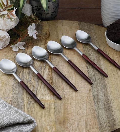 Buy Radiant Red Stainless Steel Set Of 6 Table Spoon At 28 Off By Vareesha Pepperfry