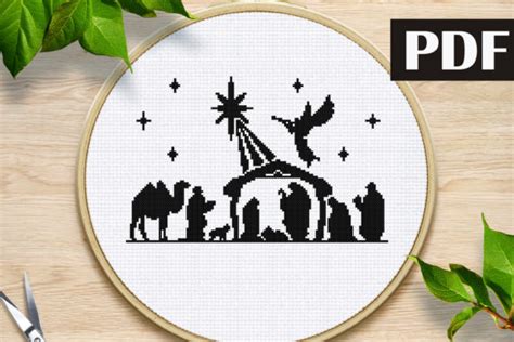 Birth Of Christ Nativity Scene Cross Stitch Pattern Off