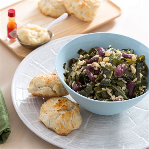 Recipe Red Bean And Collard Green Dirty Rice With Buttermilk Biscuits